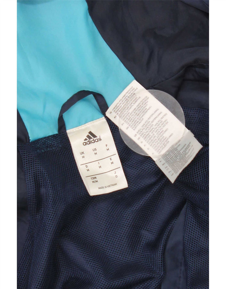 Adidas Mens Graphic Hooded Tracksuit Top Jacket Medium Navy Blue Polyester