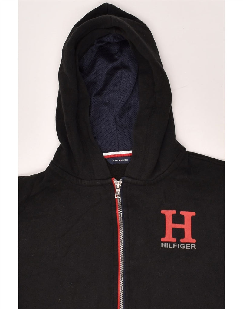 TOMMY HILFIGER Boys Zip Hoodie Sweater 8-9 Years Black Cotton | Vintage Tommy Hilfiger | Thrift | Second-Hand Tommy Hilfiger | Used Clothing | Messina Hembry 