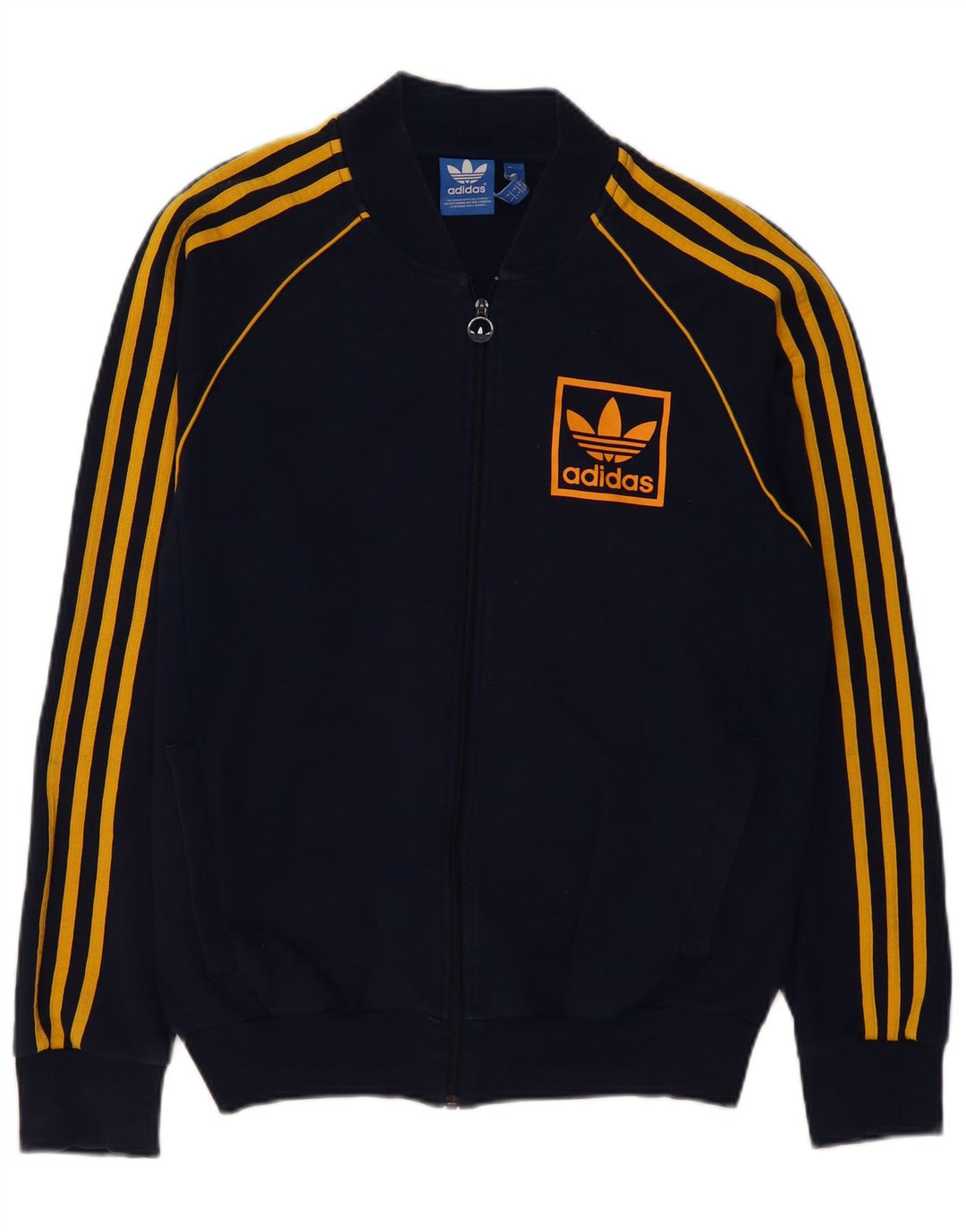 Adidas Mens Graphic Tracksuit Top Jacket Large Navy Blue Cotton