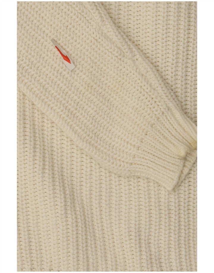 Marks & Spencer Womens Full Zip Cardigan Sweater UK 14 Medium White Cotton