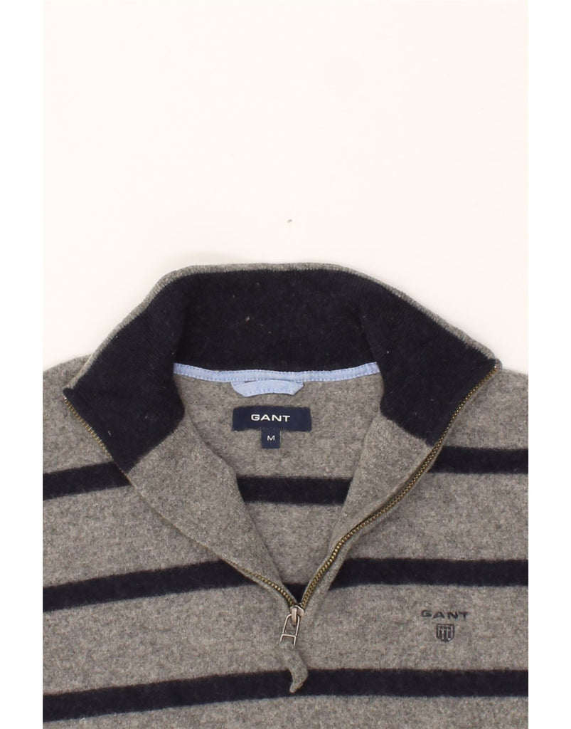 GANT Boys Zip Neck Jumper Sweater 10-11 Years Medium  Grey Striped Vintage Gant and Second-Hand Gant from Messina Hembry 