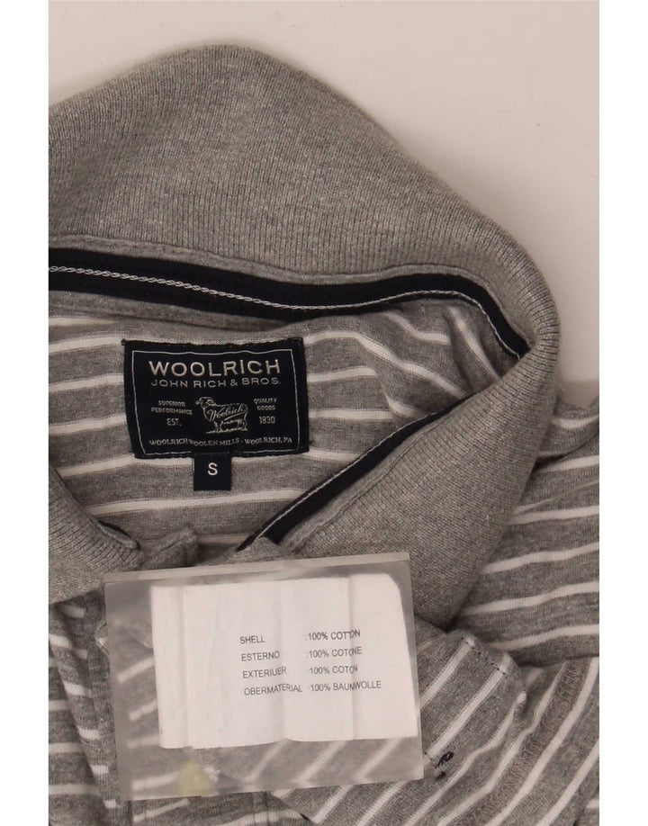 Woolrich Mens Polo Shirt Small Grey Striped Cotton