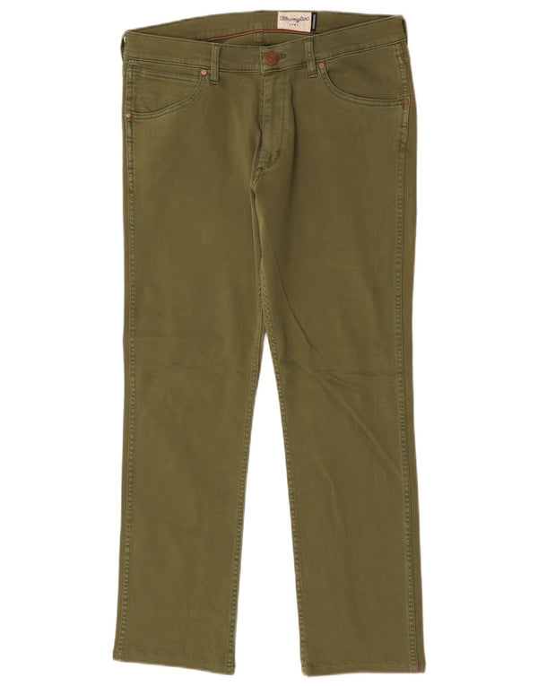 Wrangler Mens Greensboro Straight Casual Trousers W32 L29 Green Cotton