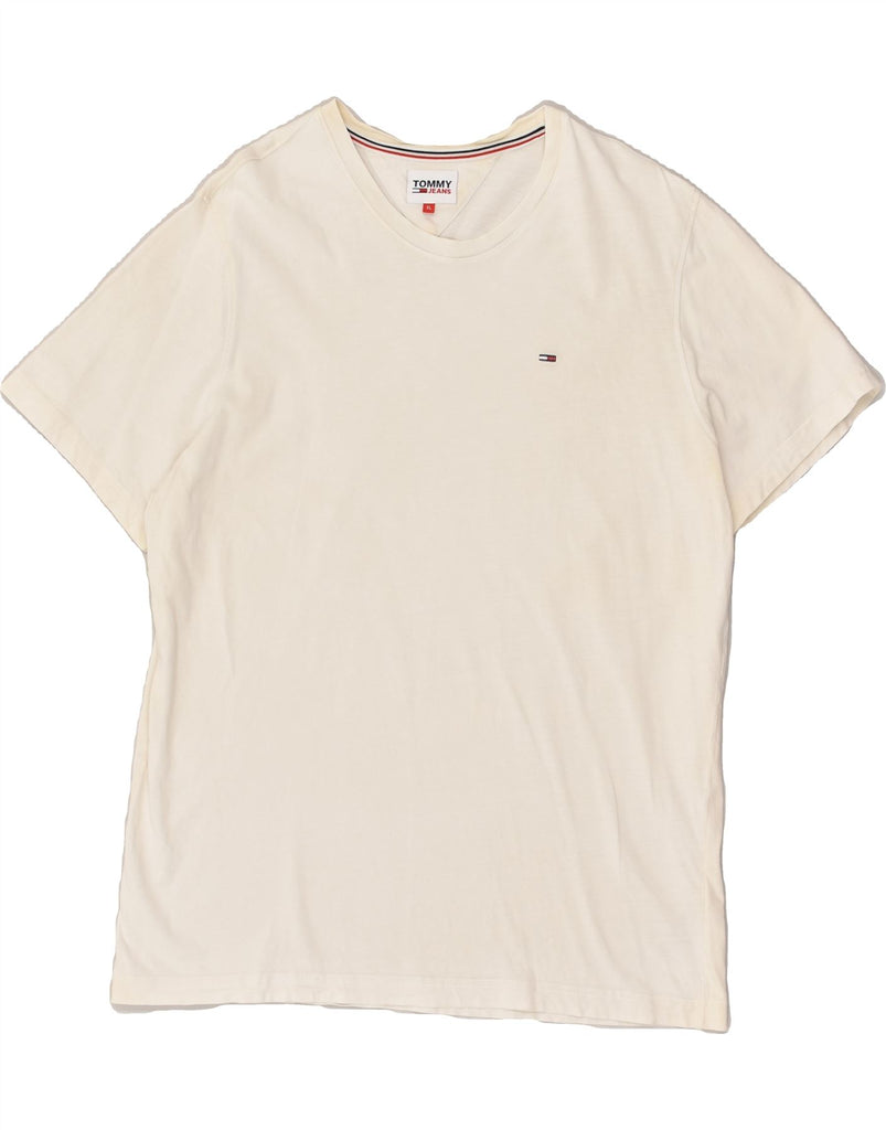 TOMMY HILFIGER Mens Slim T-Shirt Top XL White Cotton | Vintage Tommy Hilfiger | Thrift | Second-Hand Tommy Hilfiger | Used Clothing | Messina Hembry 