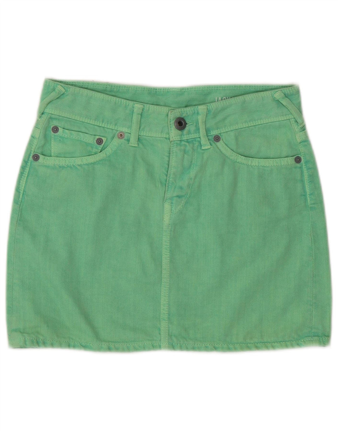 JACK WILLS Womens Denim Skirt UK 4 XS W26  Green Cotton