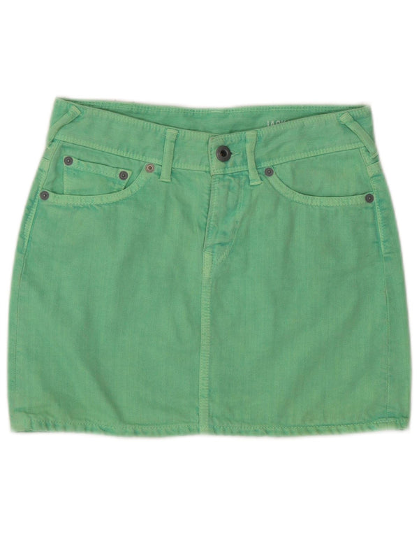 JACK WILLS Womens Denim Skirt UK 4 XS W26  Green Cotton