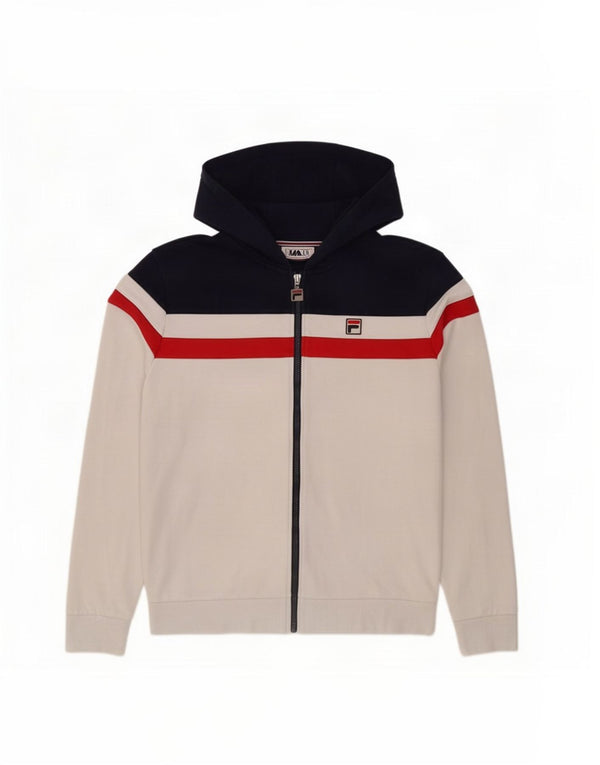 Fila Mens Zip Hoodie Sweater Medium White Colourblock Cotton