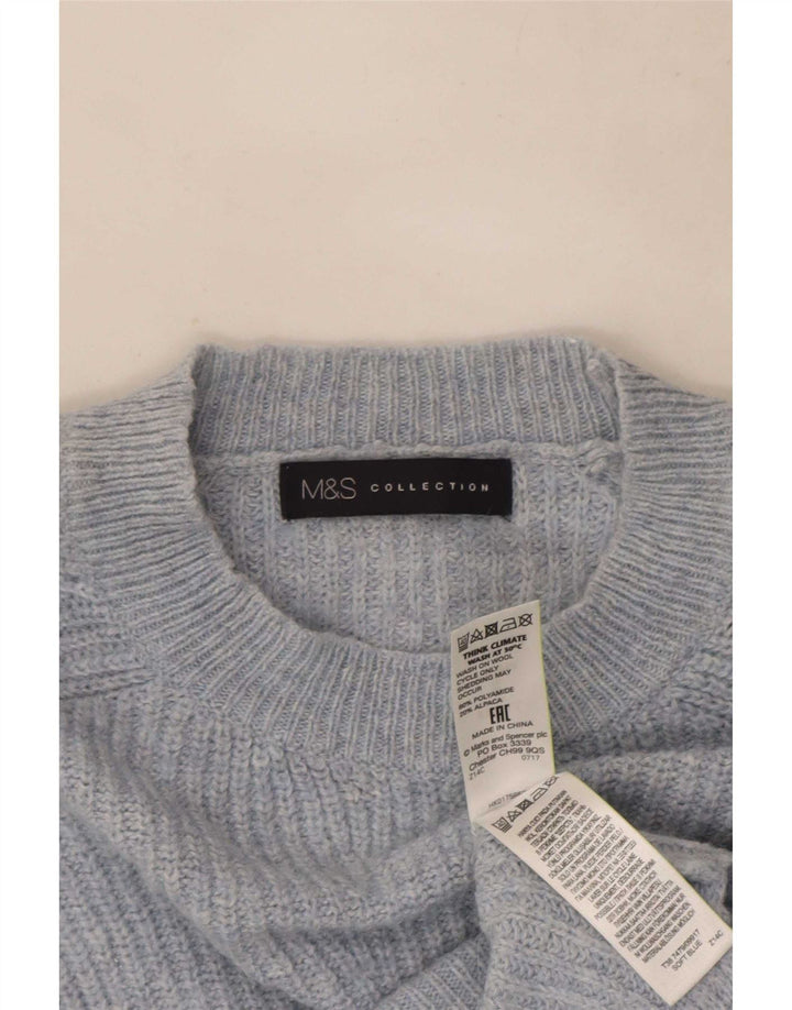 Marks & Spencer Womens Oversized Crew Neck Jumper Sweater UK 10 Small Blue