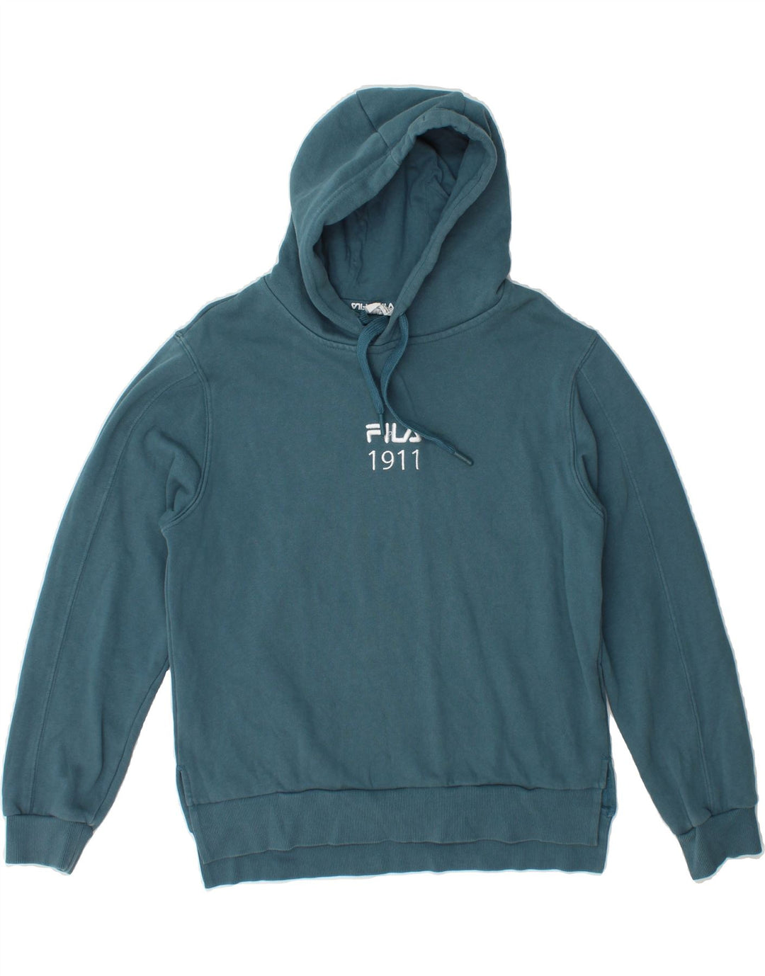 FILA Womens Oversized Hoodie Jumper UK 10 Small Blue Cotton Vintage Fila and Second-Hand Fila from Messina Hembry 