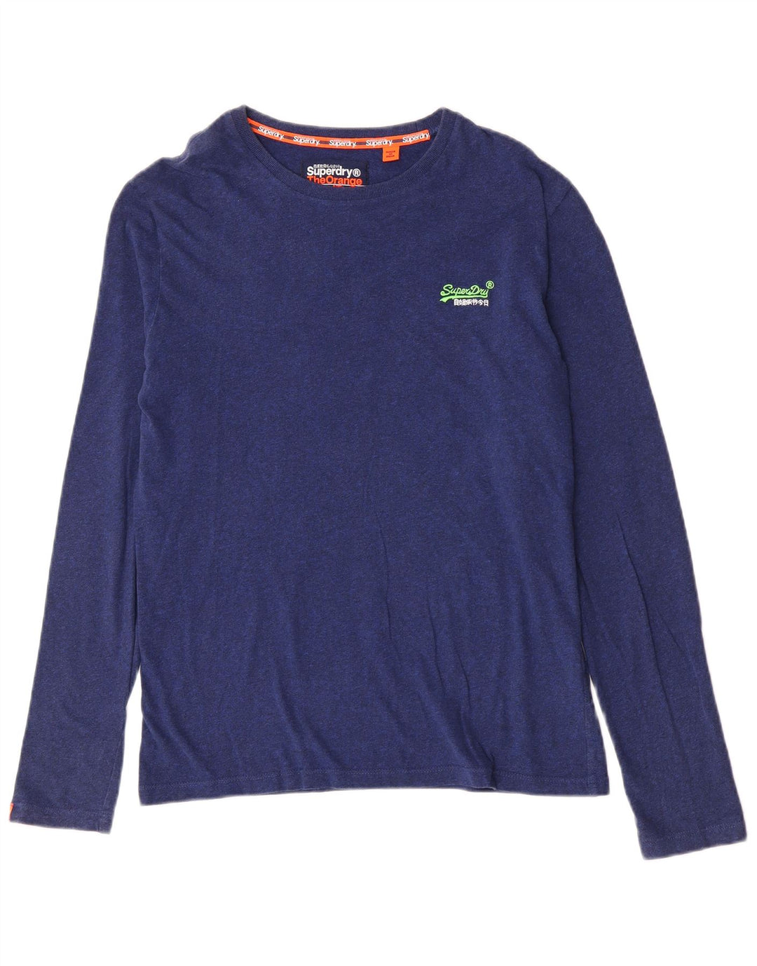 Superdry Mens Top Long Sleeve Medium Blue Flecked Cotton
