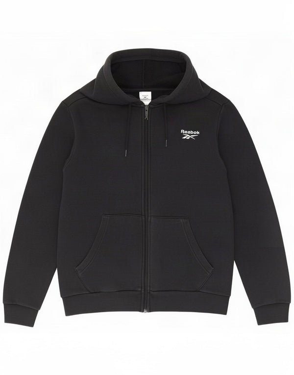 Reebok Mens Zip Hoodie Sweater Medium Black Cotton