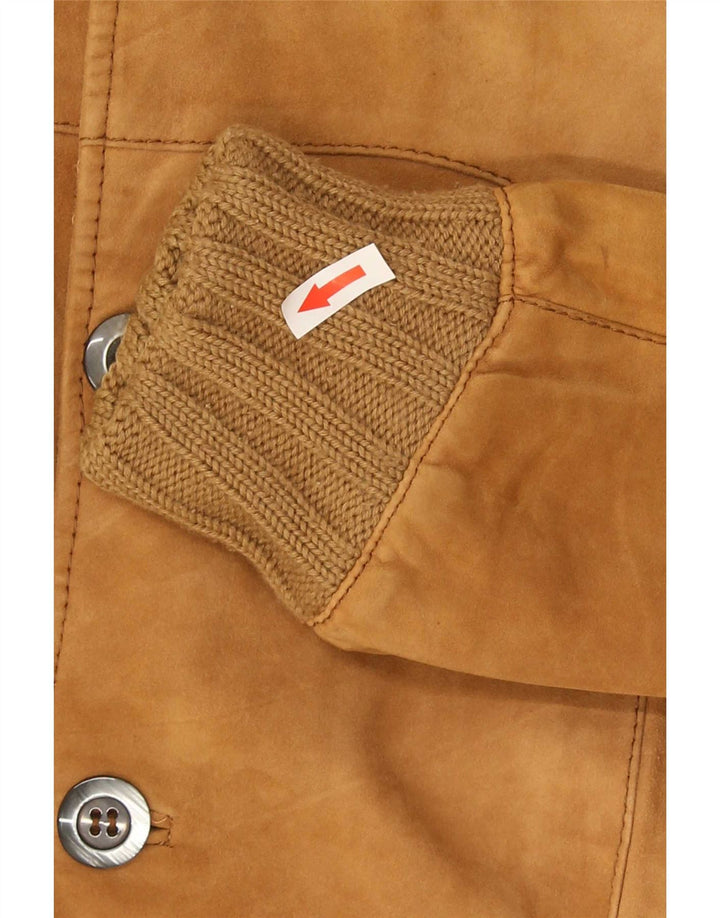 Vintage Mens Suede Bomber Jacket IT 46 Small Beige