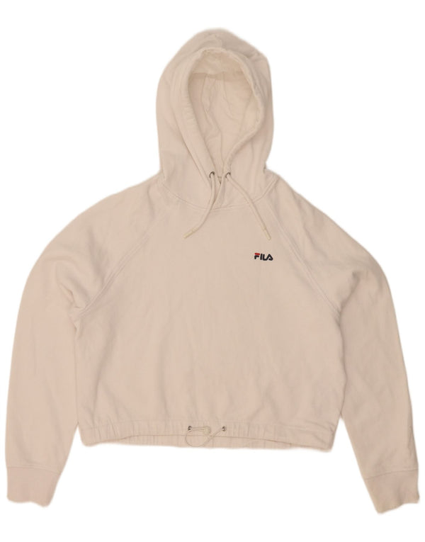 Fila Womens Crop Oversized Hoodie Jumper UK 6 XS White Cotton