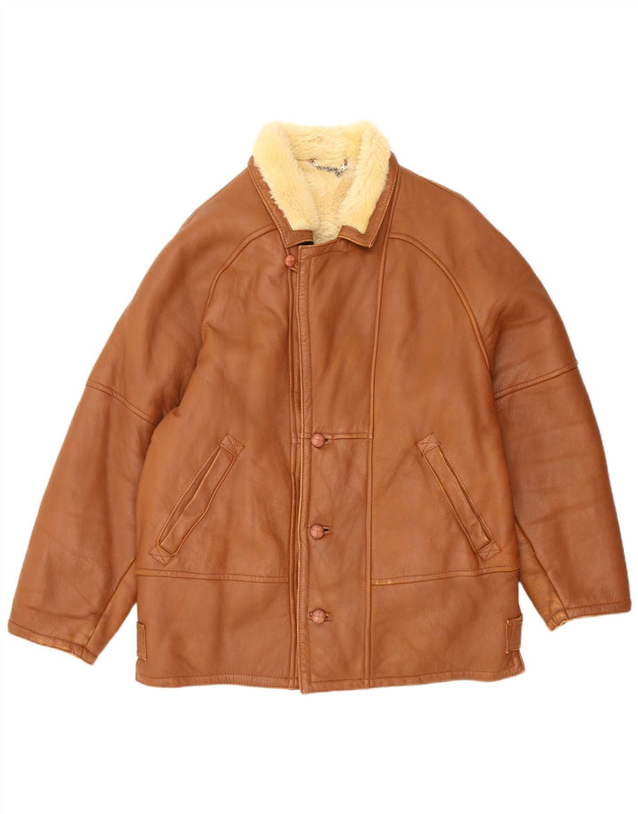 Vintage Womens Shearling Jacket IT 50 Large Brown Shearling