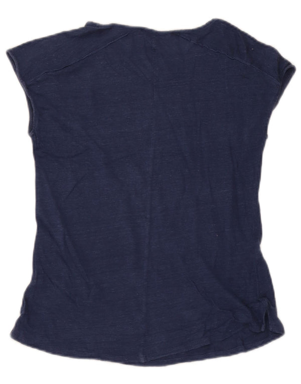 Massimo Dutti Womens T-Shirt Top UK 6 XS Navy Blue Flecked