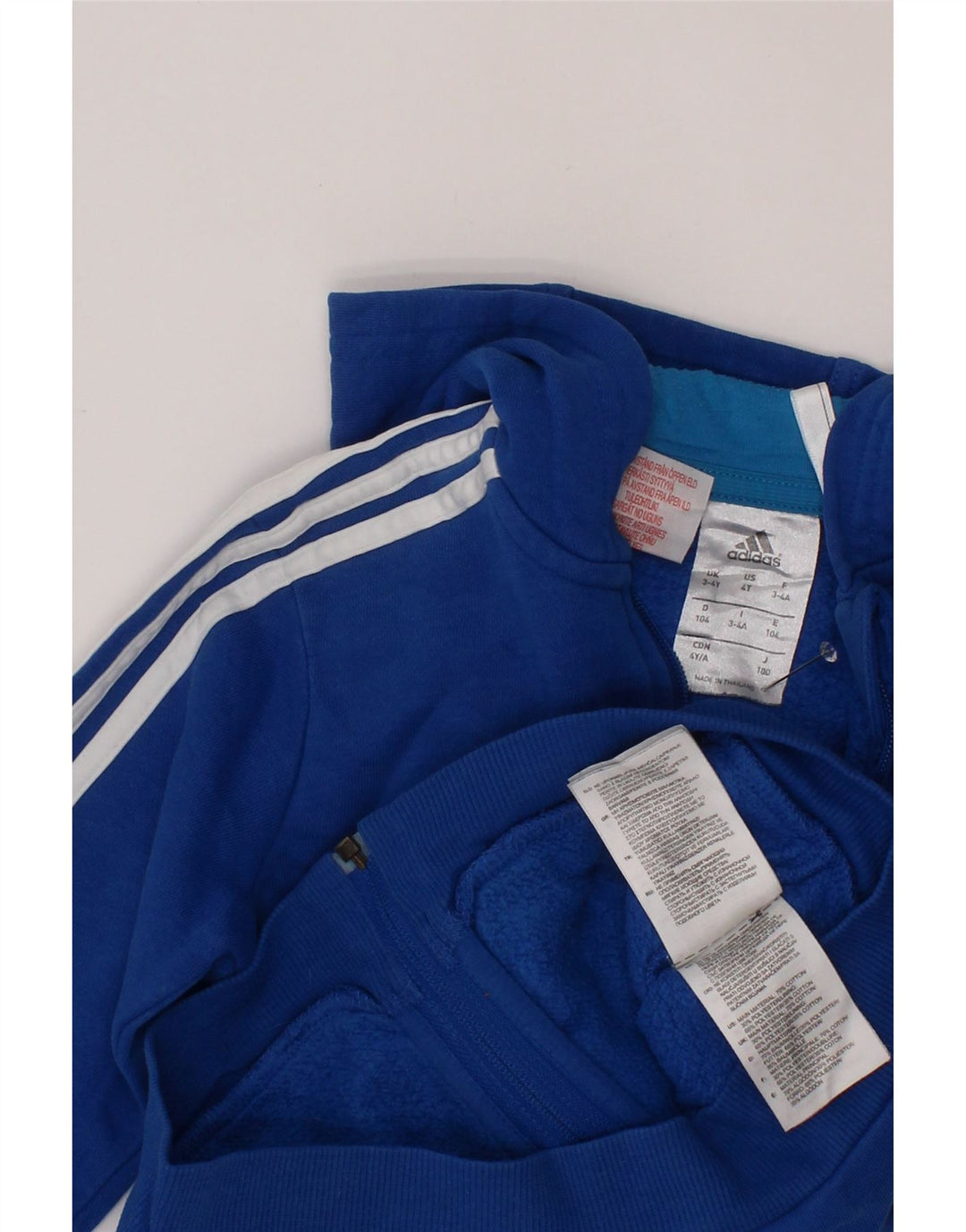 ADIDAS Boys Graphic Zip Hoodie Sweater 3-4 Years Blue Cotton