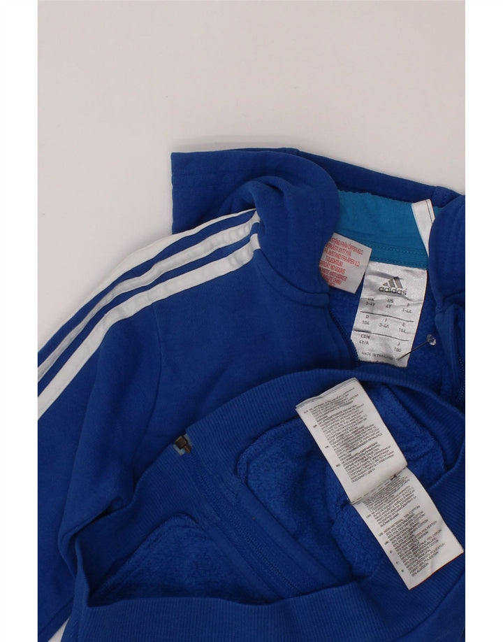 ADIDAS Boys Graphic Zip Hoodie Sweater 3-4 Years Blue Cotton