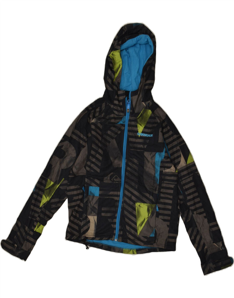 QUIKSILVER Boys Graphic Hooded Rain Jacket 13-14 Years Black | Vintage Quiksilver | Thrift | Second-Hand Quiksilver | Used Clothing | Messina Hembry 