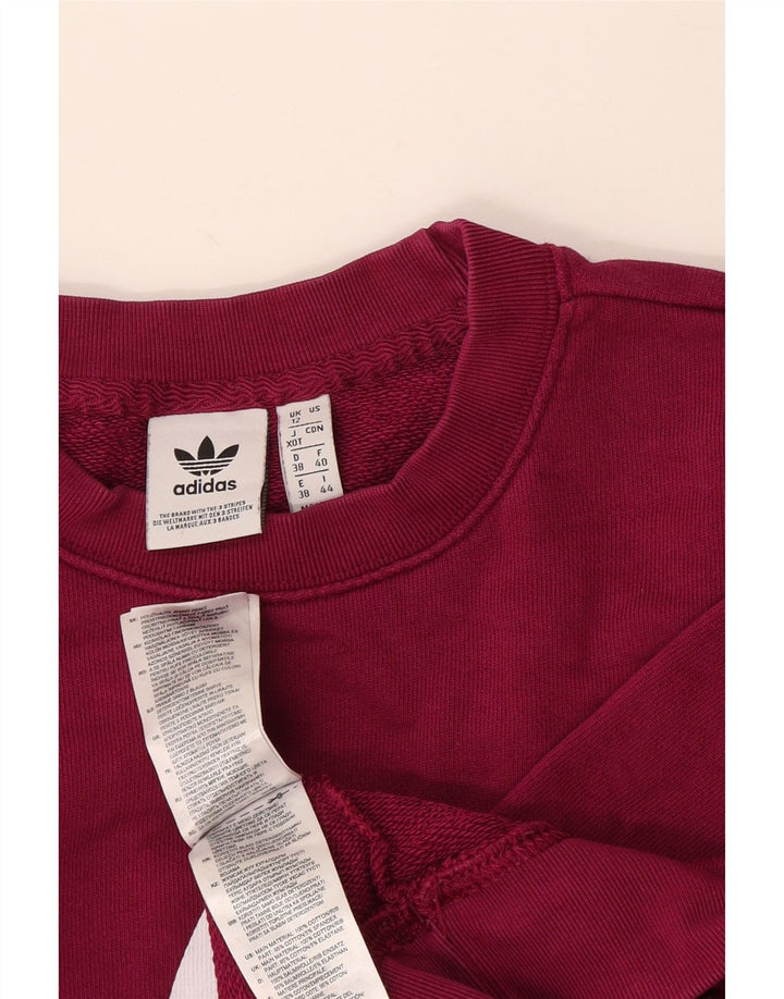Adidas Womens Graphic Oversized Sweatshirt Jumper UK 12 Medium Burgundy
