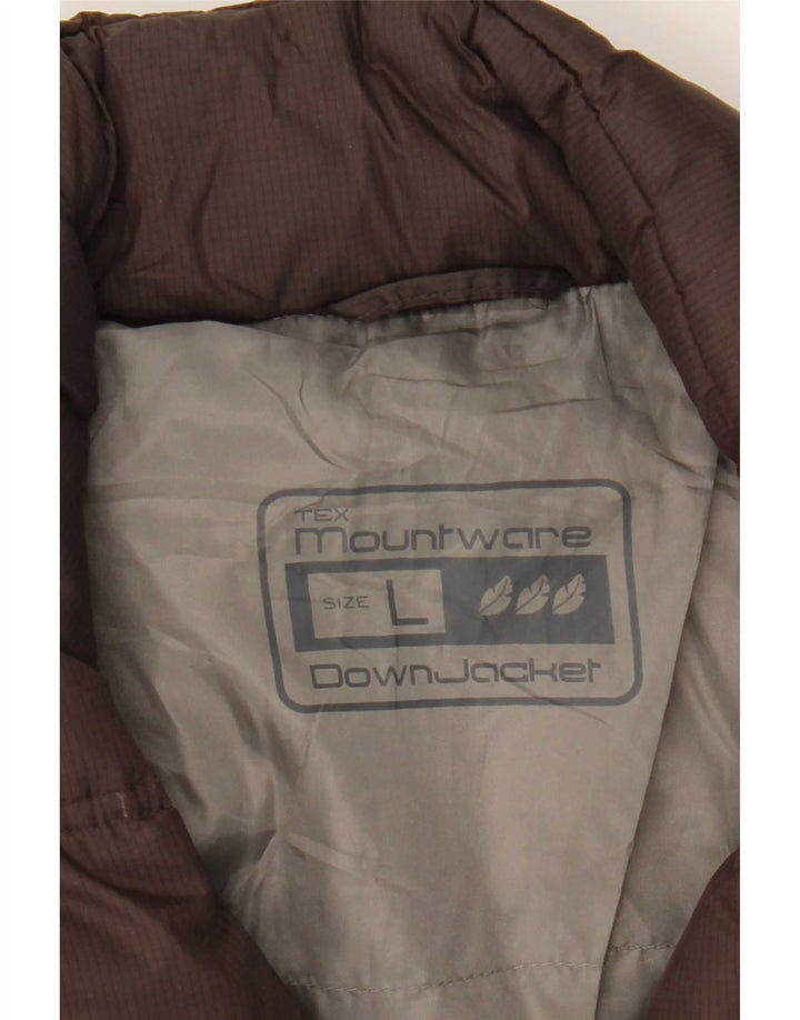 Vintage Mens Hooded Padded Jacket UK 40 Large Brown Polyamide
