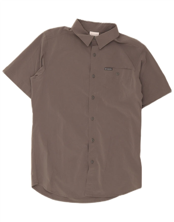 Columbia Mens Short Sleeve Shirt Small Grey Polyester