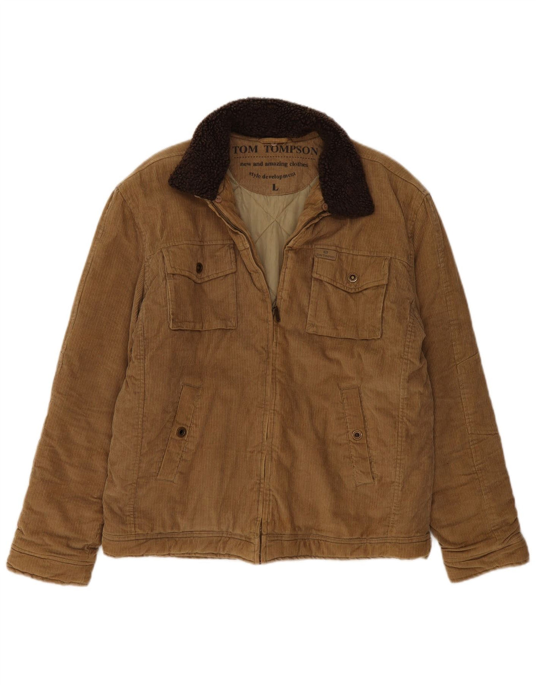 Tom Tompson Mens Corduroy Jacket UK 40 Large Beige Cotton