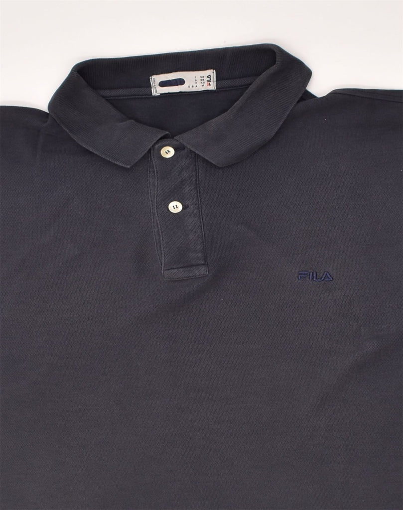 FILA Mens Polo Shirt Medium Navy Blue | Vintage Fila | Thrift | Second-Hand Fila | Used Clothing | Messina Hembry 