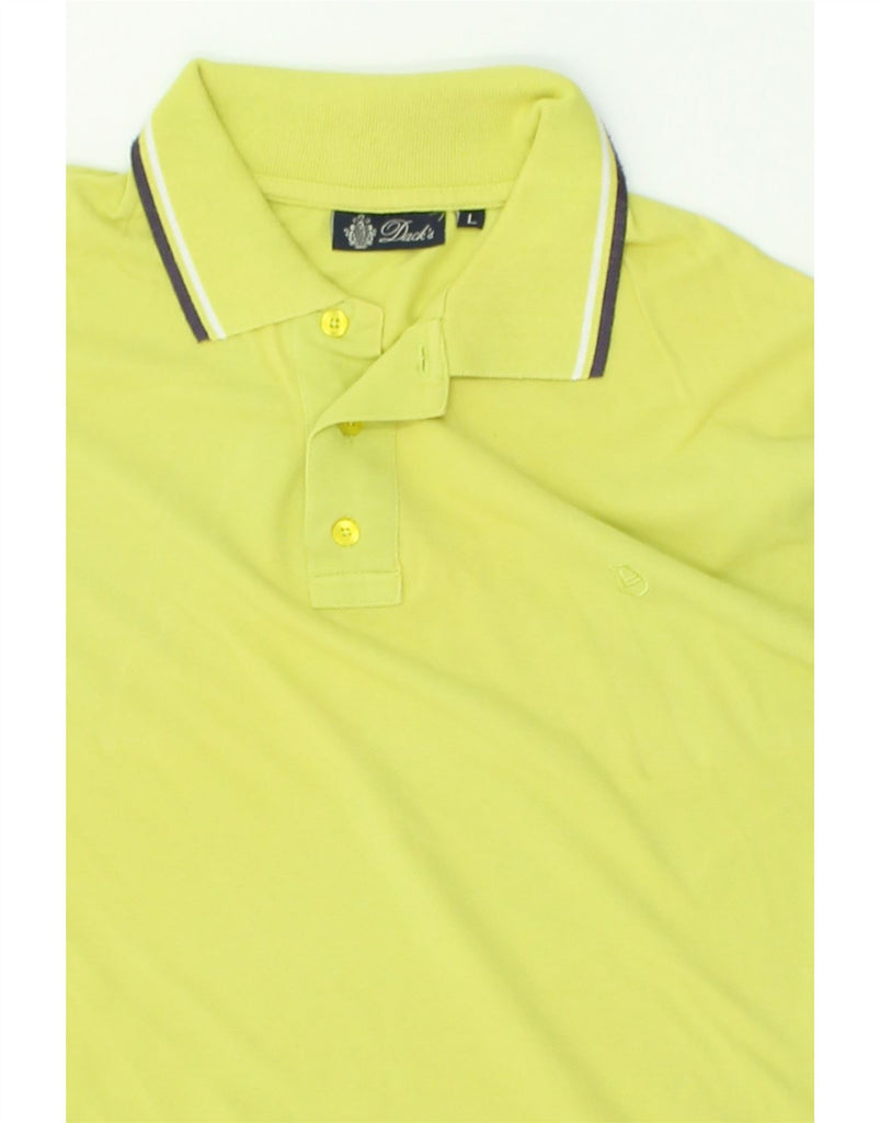 DACK'S Mens Polo Shirt Large Yellow Cotton | Vintage Dack's | Thrift | Second-Hand Dack's | Used Clothing | Messina Hembry 