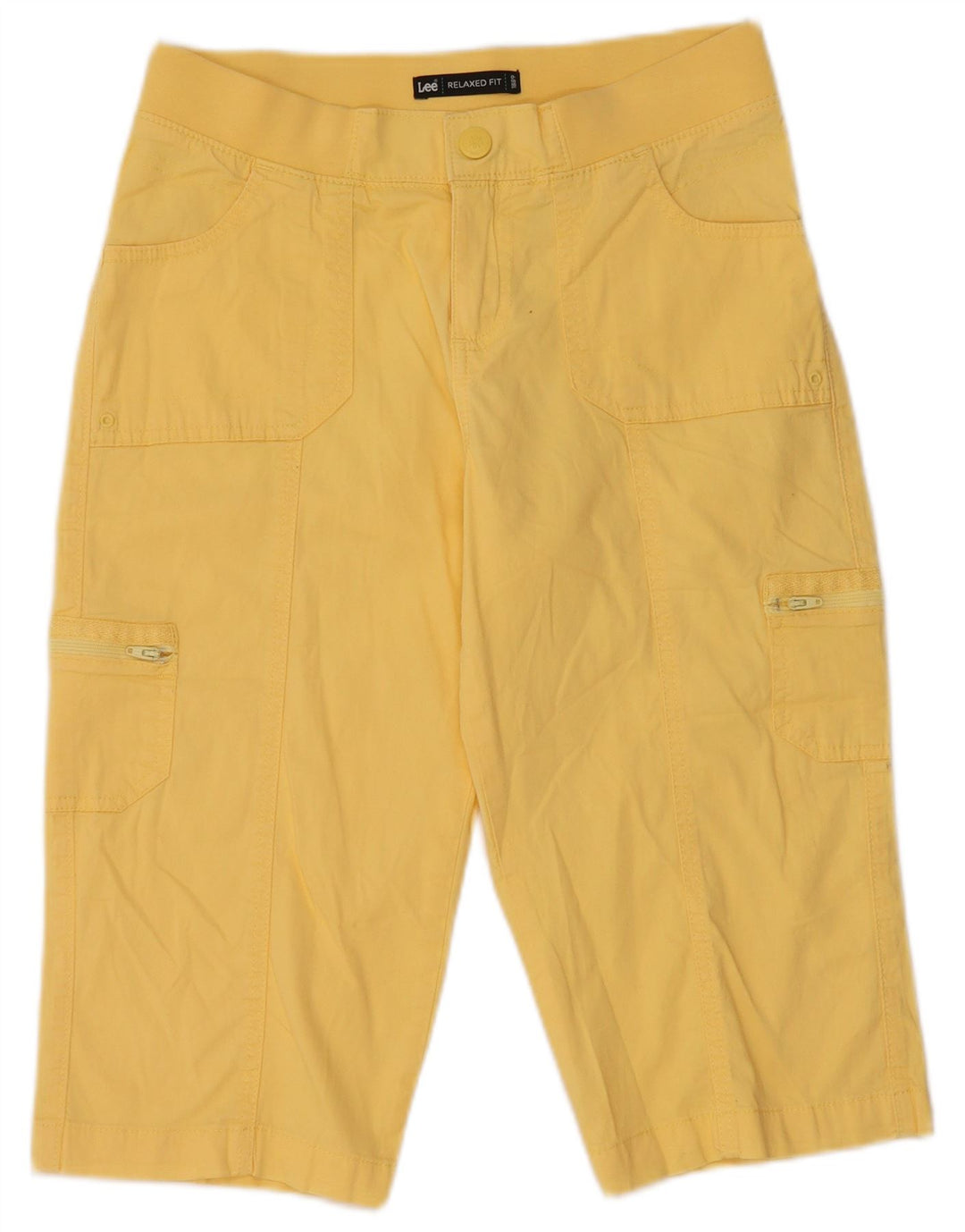 LEE Womens Relaxed Fit Cargo Shorts US 4 Small W28  Yellow Cotton