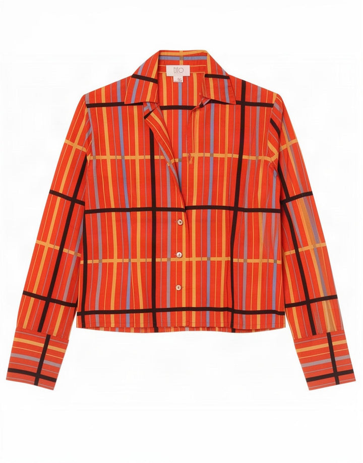 Vintage Womens Shirt Blouse IT 44 Medium Red Striped Silk