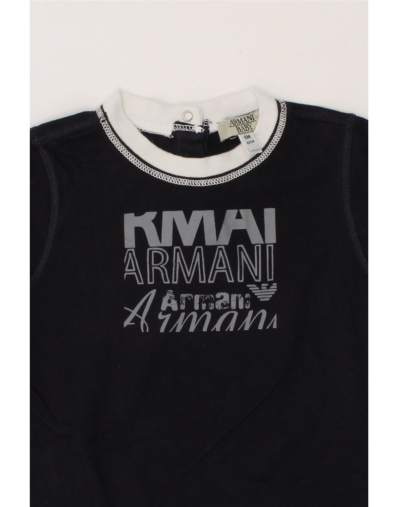 ARMANI BABY Baby Boys Graphic T-Shirt Top 3-6 Months Black Cotton Vintage Armani Baby and Second-Hand Armani Baby from Messina Hembry 