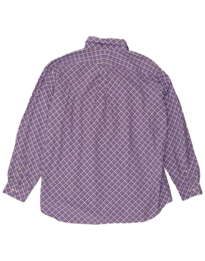 TOMMY HILFIGER Mens Shirt Size 17 1/2 XL Purple Check Cotton