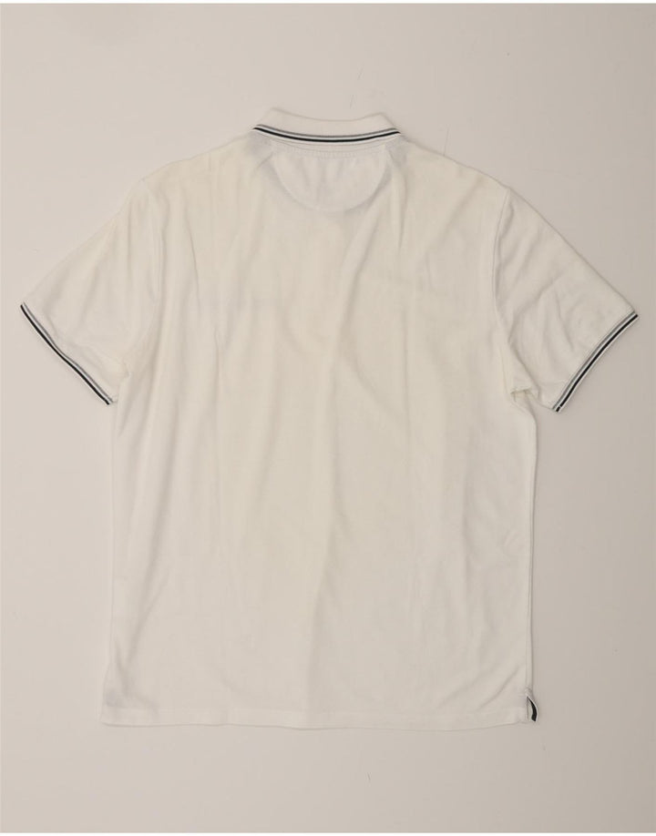CHAMPION Mens Easy Fit Polo Shirt Large White Cotton
