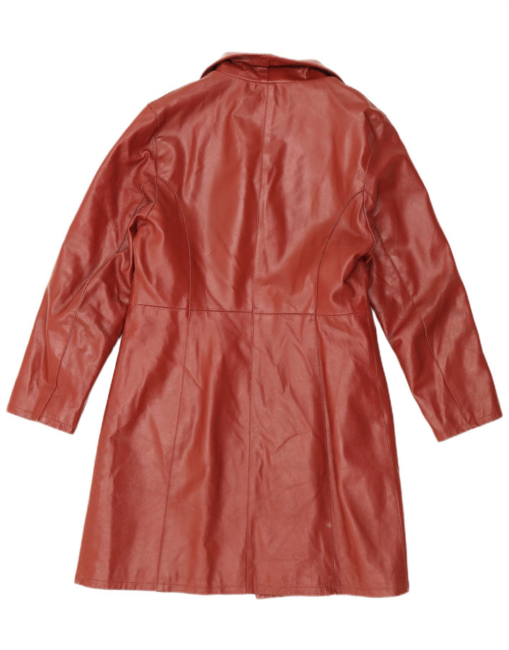 Vintage Womens Leather Coat UK 14 Large Maroon Leather