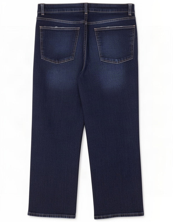 Zara Womens Cropped Jeans EU 40 Medium W30 L25 Navy Blue Cotton