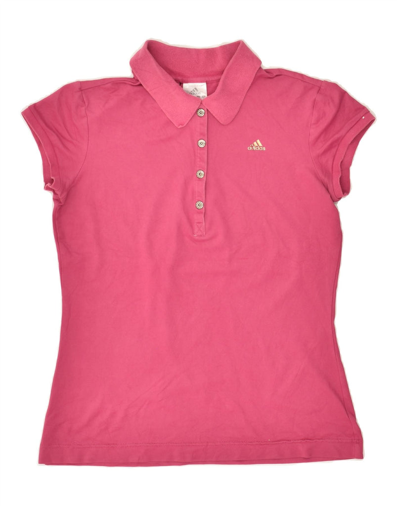 ADIDAS Womens Polo Shirt UK 12 Medium  Pink Cotton | Vintage Adidas | Thrift | Second-Hand Adidas | Used Clothing | Messina Hembry 