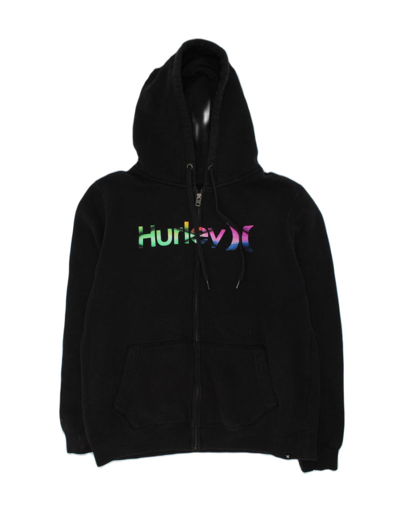 HURLEY Boys Graphic Zip Hoodie Sweater 13-14 Years Black Cotton | Vintage Hurley | Thrift | Second-Hand Hurley | Used Clothing | Messina Hembry 