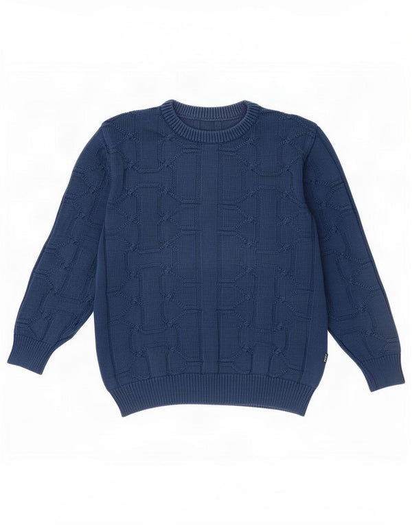 Almira Mens Boat Neck Jumper Sweater IT 50 Medium Navy Blue Cotton