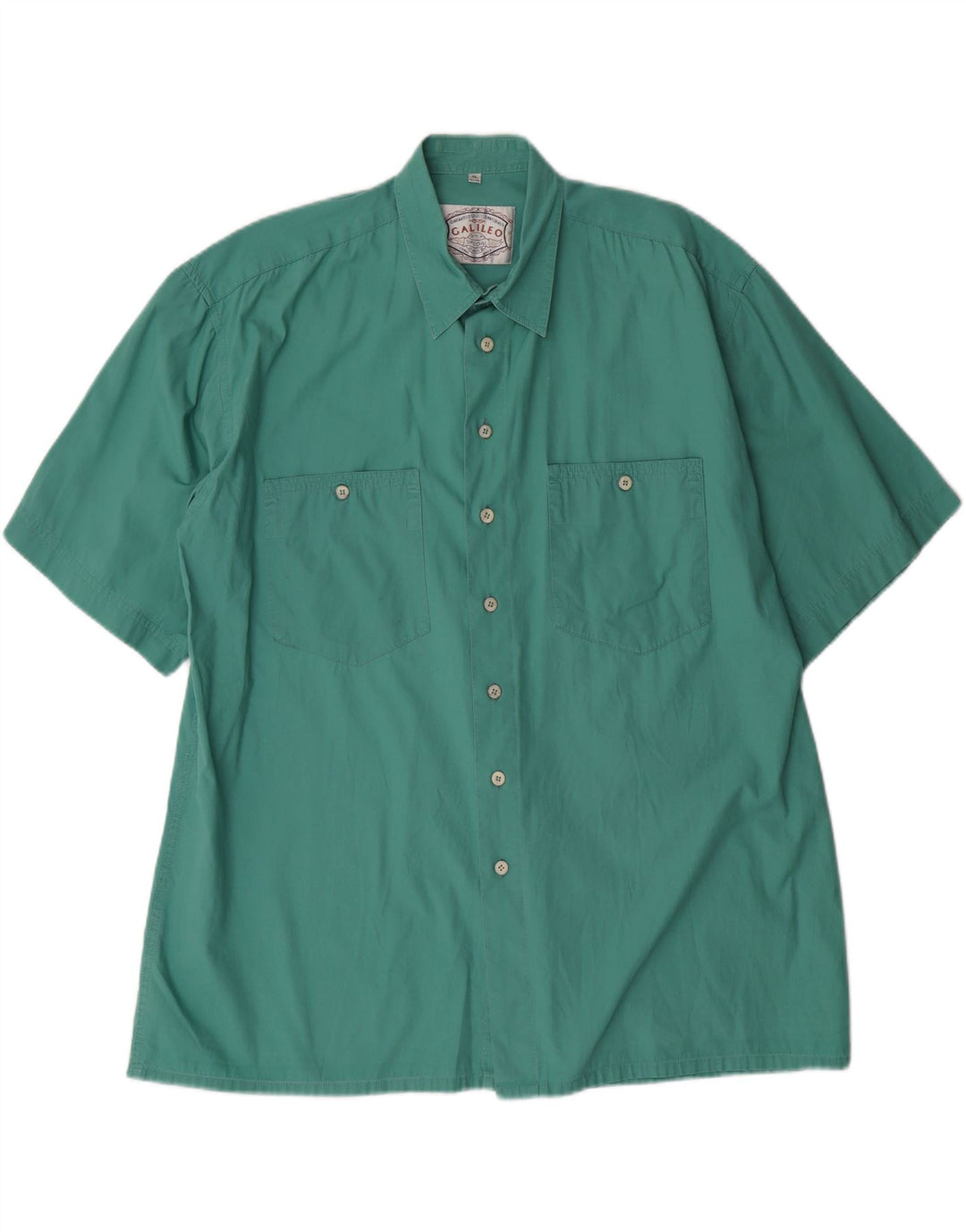 GALILEO Mens Short Sleeve Shirt Size 43/44 XL Green Vintage Galileo and Second-Hand Galileo from Messina Hembry 