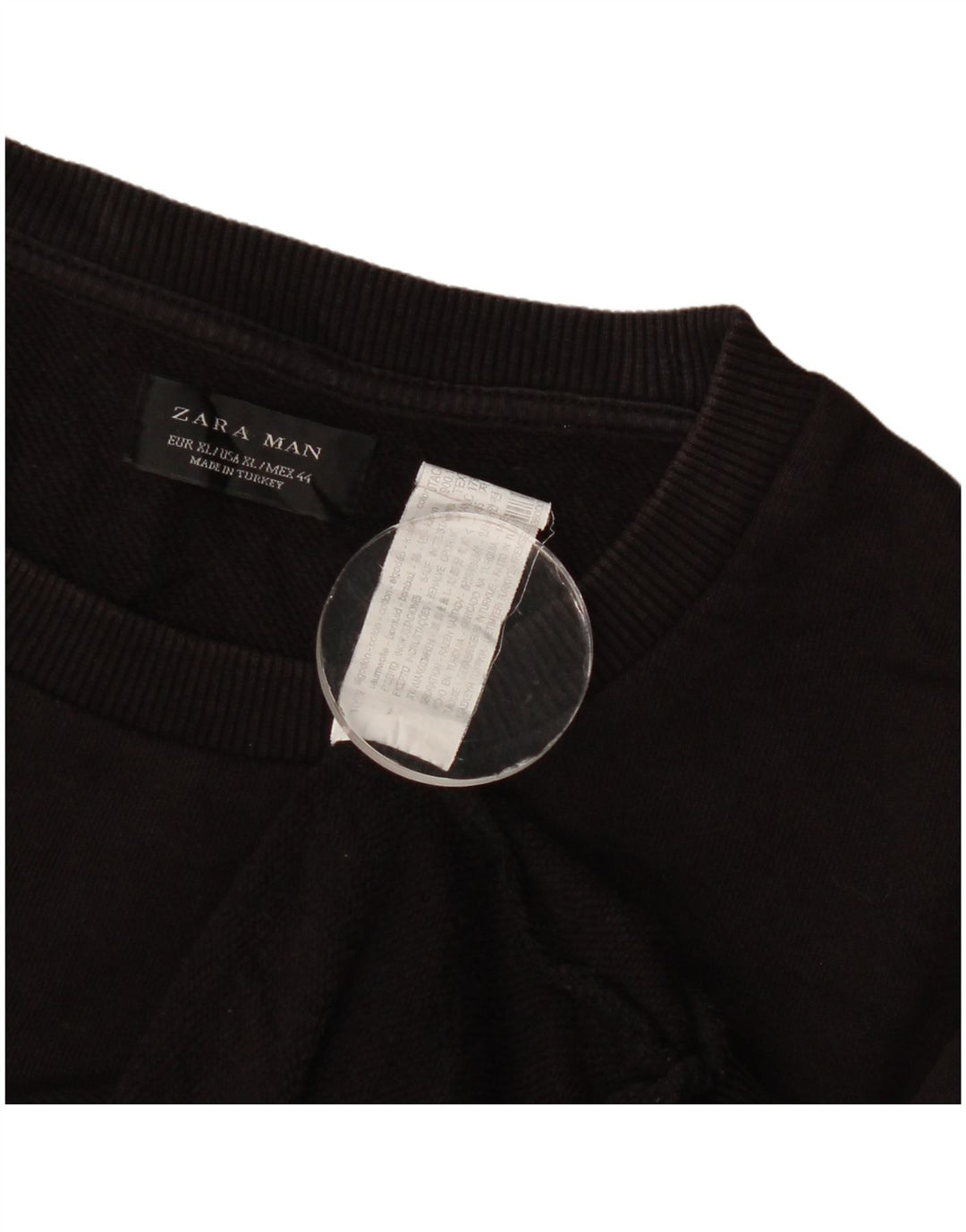 Zara Mens Sweatshirt Jumper XL Black Geometric Cotton