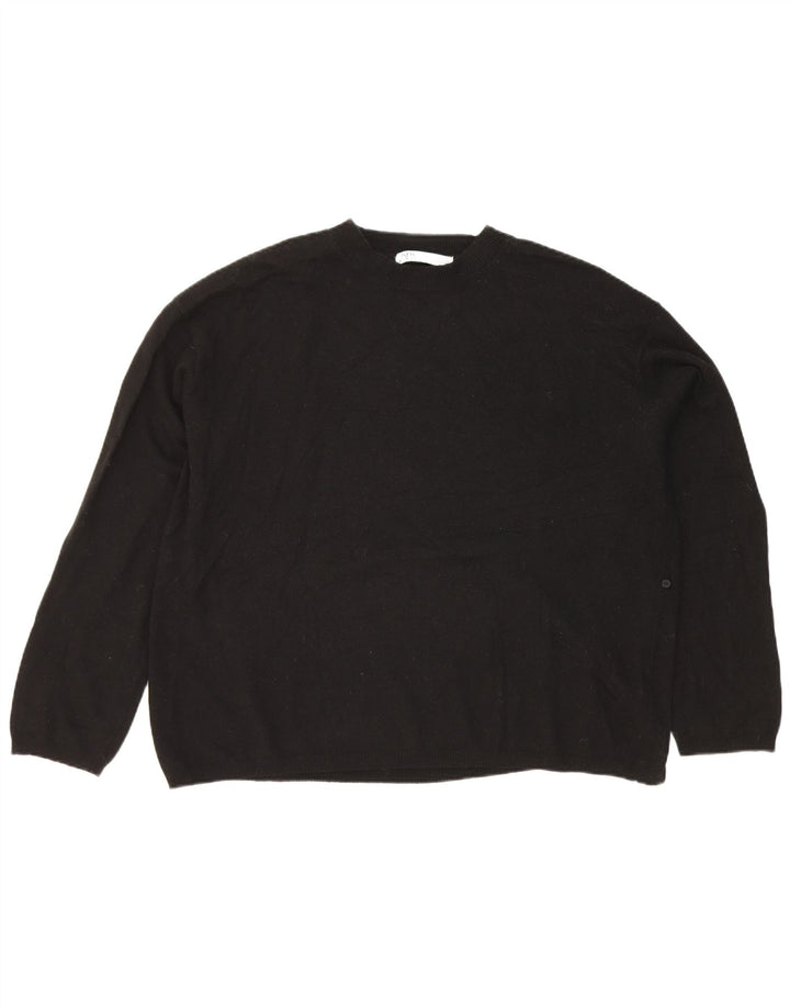 Zara Womens Oversized Crew Neck Jumper Sweater UK 14 Medium Black