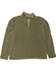 FAT FACE Mens Zip Neck Sweatshirt Jumper Large Khaki