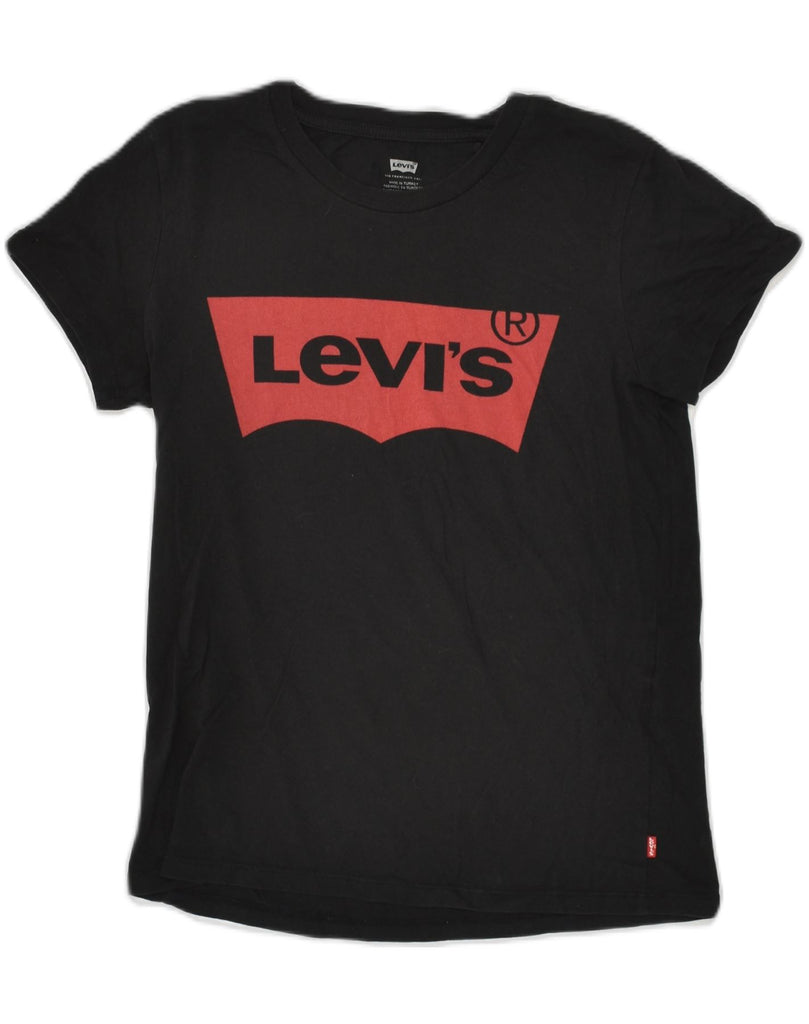 LEVI'S Womens Graphic T-Shirt Top UK 8 Small Black Cotton | Vintage Levi's | Thrift | Second-Hand Levi's | Used Clothing | Messina Hembry 