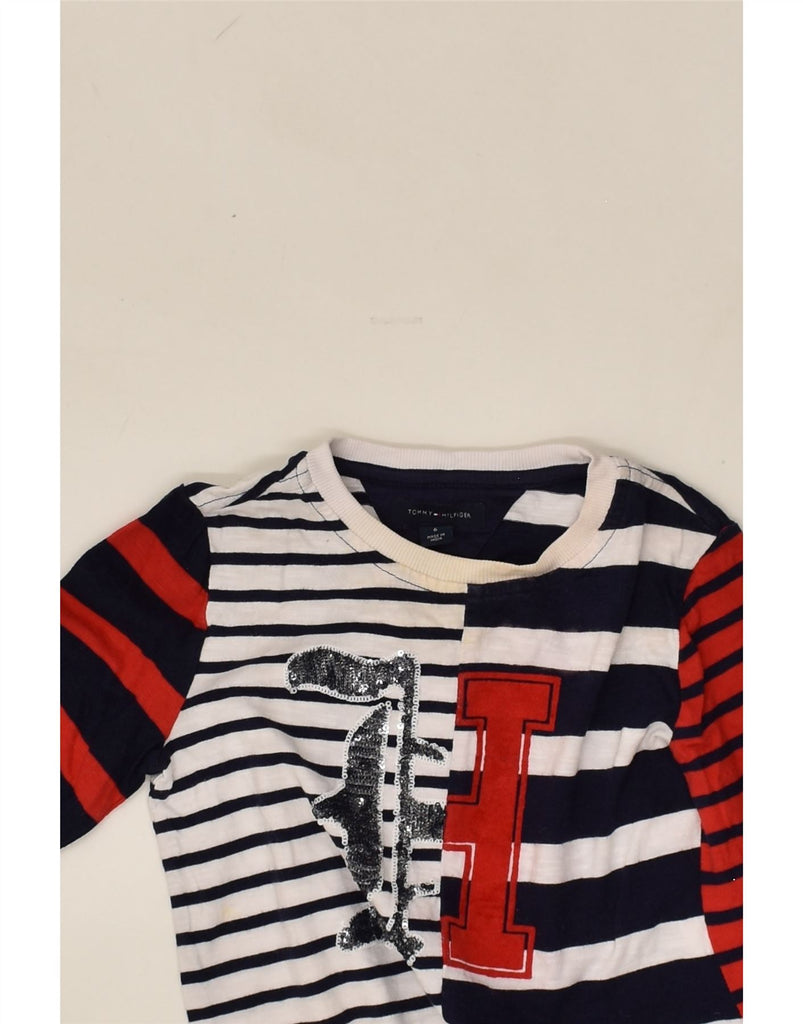 TOMMY HILFIGER Girls Graphic T-Shirt Dress 5-6 Years Multicoloured Striped | Vintage Tommy Hilfiger | Thrift | Second-Hand Tommy Hilfiger | Used Clothing | Messina Hembry 