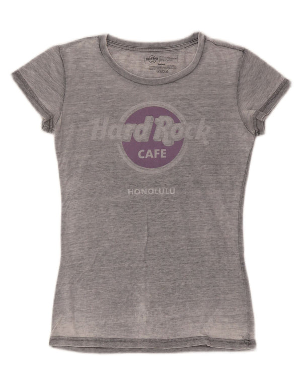 Hard Rock Cafe Womens Honolulu Graphic T-Shirt Top UK 10 Small Grey Cotton