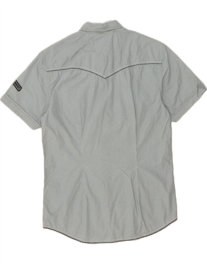 JACK & JONES Mens Short Sleeve Shirt Medium Blue Check Vintage Jack & Jones and Second-Hand Jack & Jones from Messina Hembry 