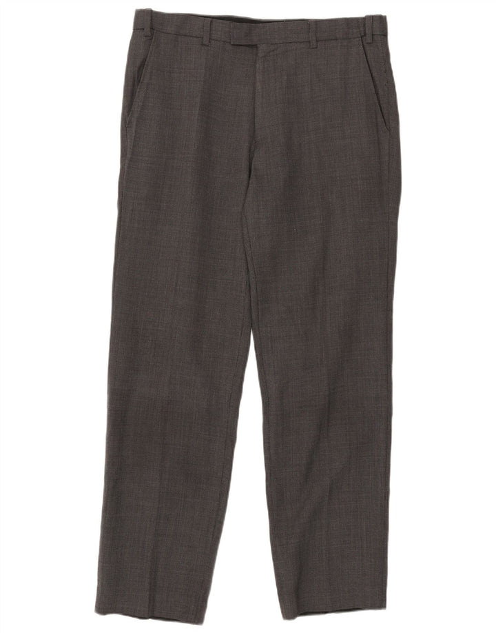 Marks & Spencer Mens Regular Fit Suit Trousers W34 L31 Grey Wool