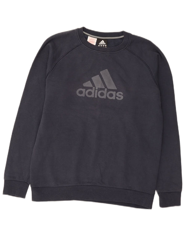 Adidas Boys Graphic Sweatshirt Jumper 15-16 Years Navy Blue Cotton