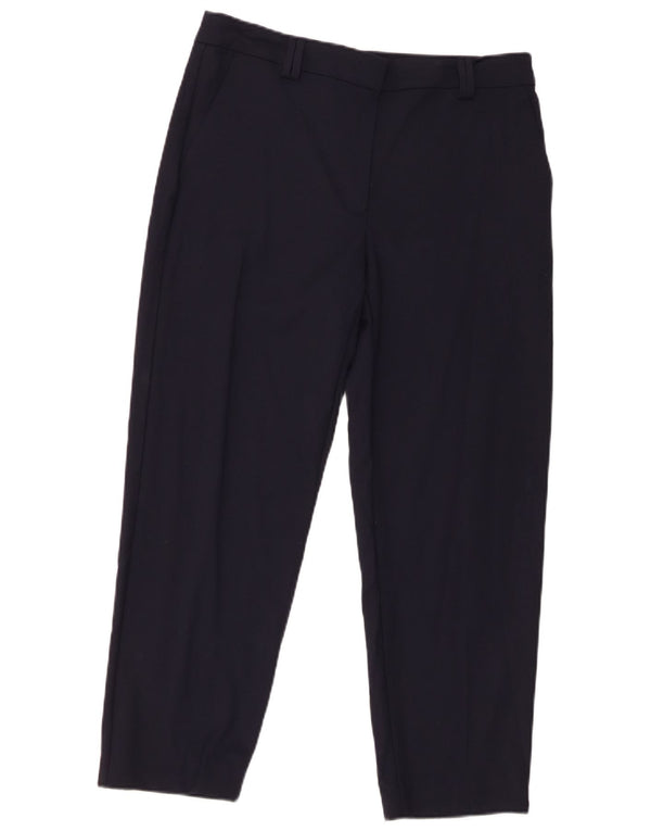 Marks & Spencer Womens Cropped Trousers UK 10 Small W32 L26 Navy Blue