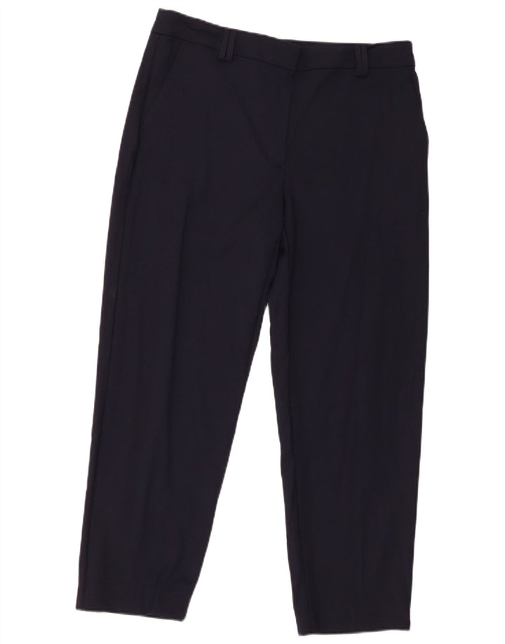 Marks & Spencer Womens Cropped Trousers UK 10 Small W32 L26 Navy Blue